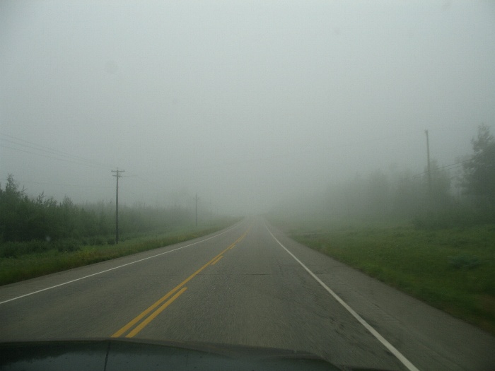 Rain and fog as we leave Fort Nelson