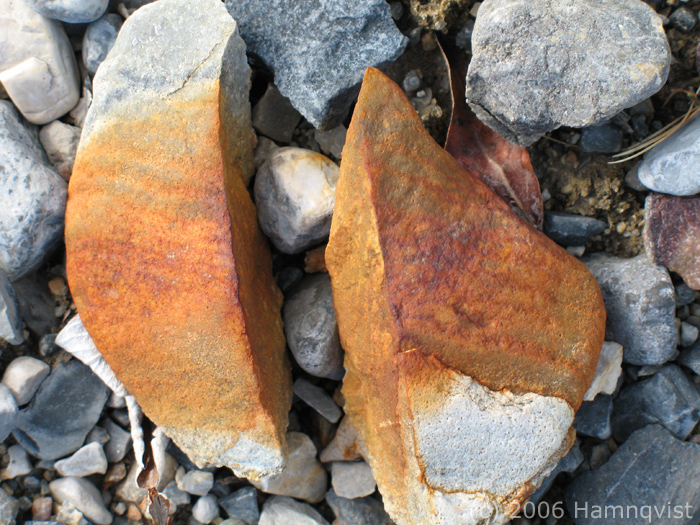 A split rock along the "beach"
