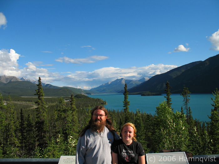 Per and Isabella, posing at Muncho Lake