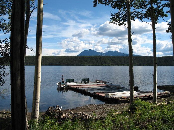 Erik tries out his fishing gear in Teslin Lake
