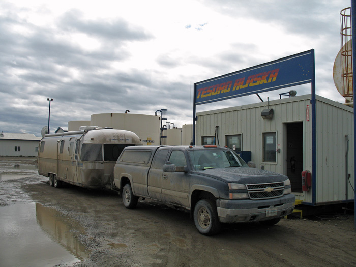 At the only fuel station in town