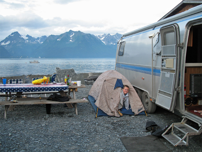 Karl decides he wants to sleep in a tent