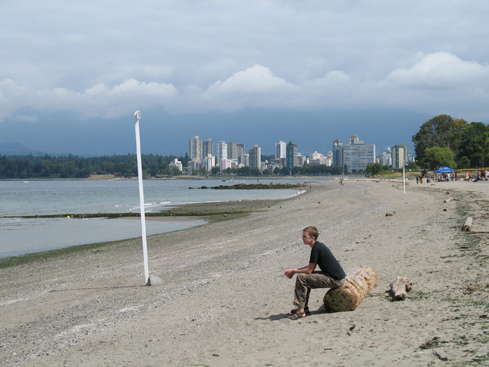 Erik enjoys the view at Jerico Beach in Vancouver, BC