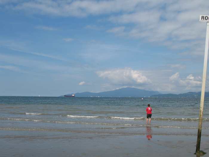 Karl dips his toes in ocean #3 for this trip: The Pacific Ocean