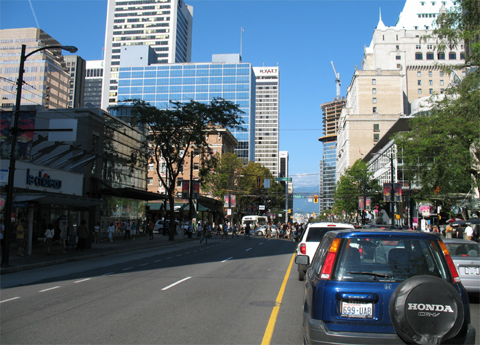 Driving a large pickup in downtown Vancouver was a challenge. I frequently ended up straddling a ped-xing.