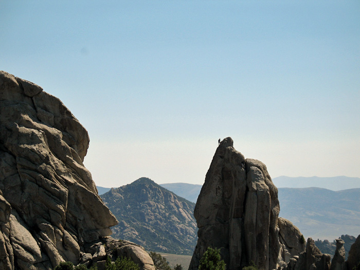 One of many climbers scaling rocks that we saw in the park