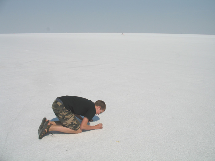 Erik examines the texture of the salt flat