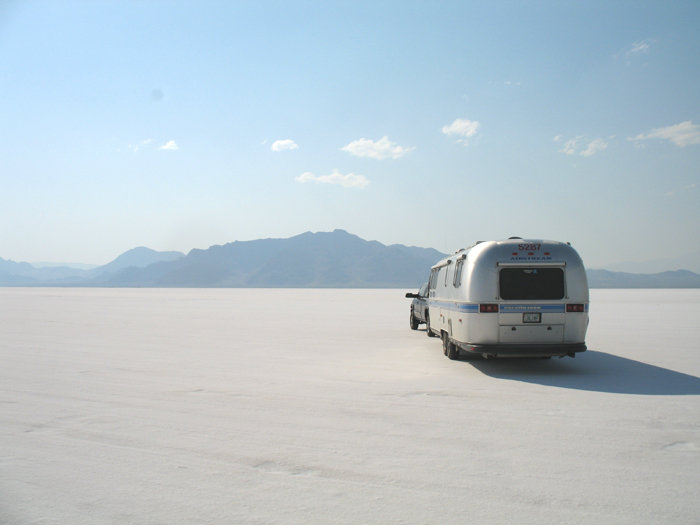 The truck and trailer heads off into infinity
