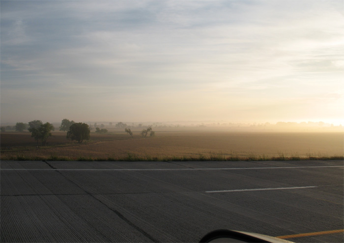 Sunshine and fog as we leave Fort Collins, Colorado