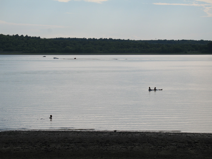 Taking a swim in the lake