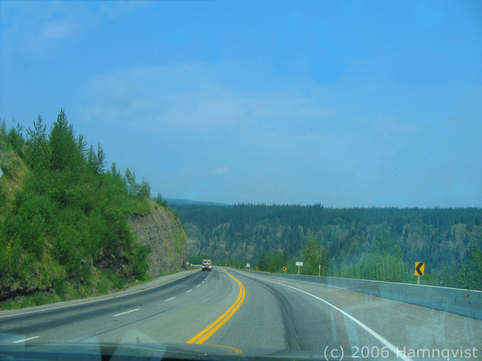 Typical rolling hills on highway to Fort Nelson