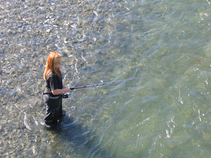 Isabella is working with Karl's fishing rod