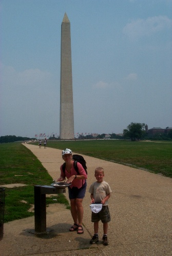 Water break from Washington memorial to Reflecting pool