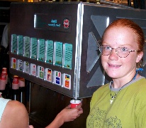 Isabella posing next to the aperitif sampling fountain