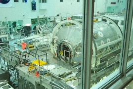 Pieces for the real international space station are assembled and checked out here