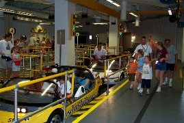 People lined up for the Test Track ride