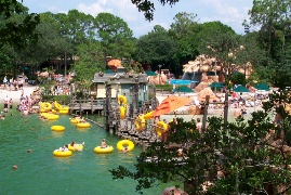 Picking up tubes for the white water slide