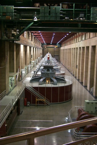 Big turbines inside the dam