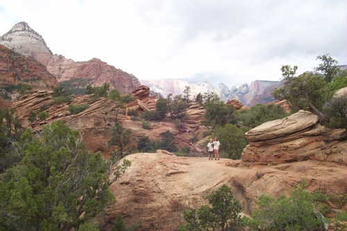 Erik and Izzy along a trail in Zion
