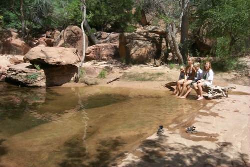 Taking a break by the middle pools
