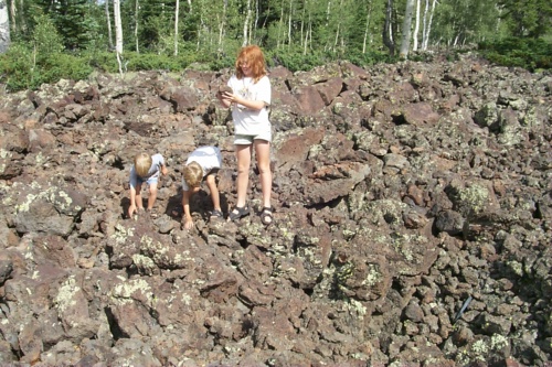 Picking lava rocks